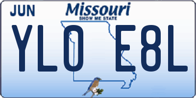 MO license plate YL0E8L