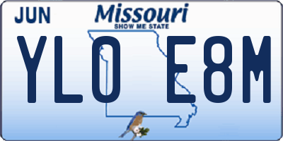MO license plate YL0E8M