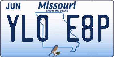 MO license plate YL0E8P