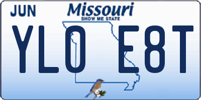 MO license plate YL0E8T