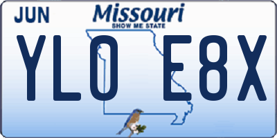 MO license plate YL0E8X