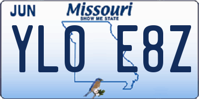 MO license plate YL0E8Z