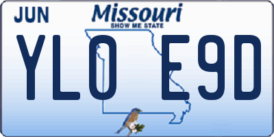 MO license plate YL0E9D