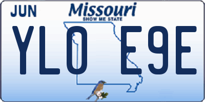 MO license plate YL0E9E