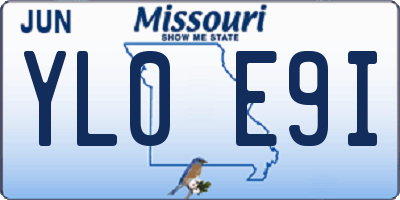 MO license plate YL0E9I