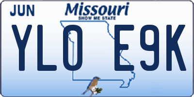 MO license plate YL0E9K