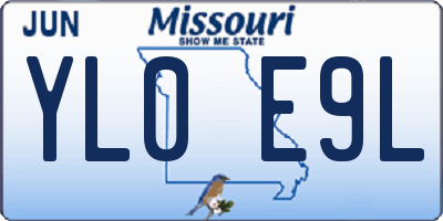 MO license plate YL0E9L