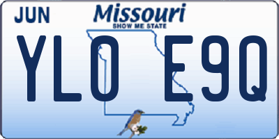 MO license plate YL0E9Q