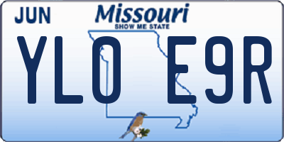 MO license plate YL0E9R