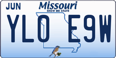 MO license plate YL0E9W