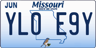 MO license plate YL0E9Y