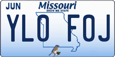 MO license plate YL0F0J