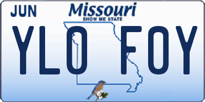 MO license plate YL0F0Y