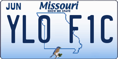 MO license plate YL0F1C