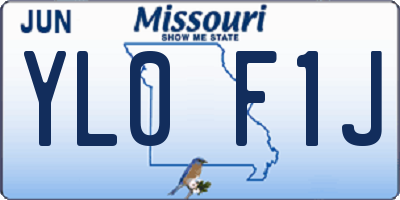 MO license plate YL0F1J