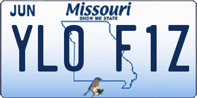 MO license plate YL0F1Z
