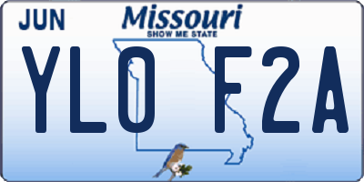 MO license plate YL0F2A