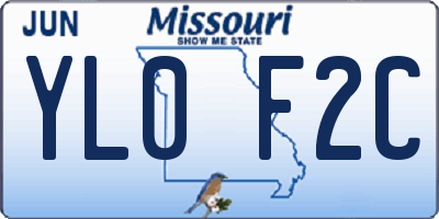 MO license plate YL0F2C