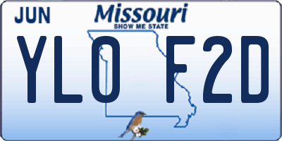 MO license plate YL0F2D