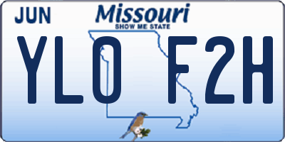 MO license plate YL0F2H