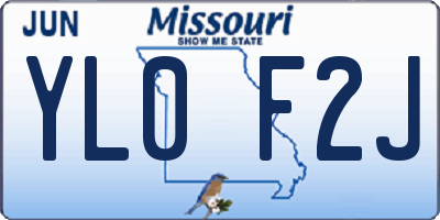 MO license plate YL0F2J