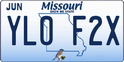 MO license plate YL0F2X