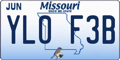 MO license plate YL0F3B