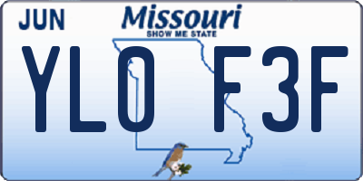 MO license plate YL0F3F