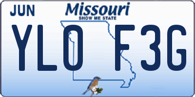 MO license plate YL0F3G