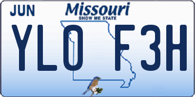 MO license plate YL0F3H
