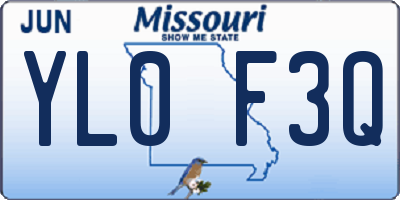 MO license plate YL0F3Q