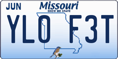 MO license plate YL0F3T