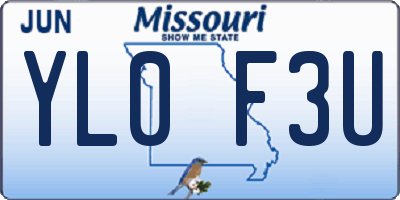 MO license plate YL0F3U