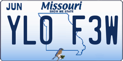 MO license plate YL0F3W