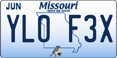 MO license plate YL0F3X