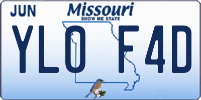 MO license plate YL0F4D
