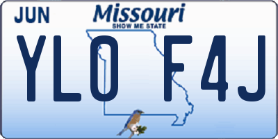MO license plate YL0F4J