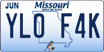 MO license plate YL0F4K