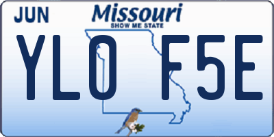 MO license plate YL0F5E