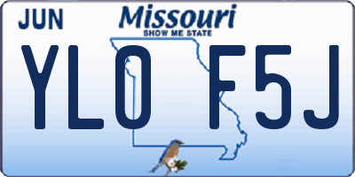 MO license plate YL0F5J