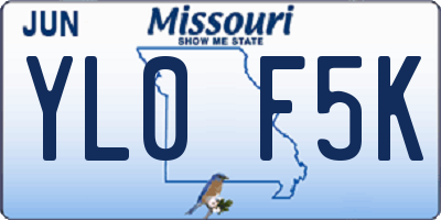 MO license plate YL0F5K