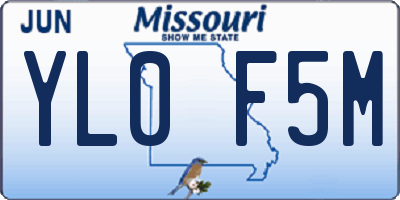 MO license plate YL0F5M