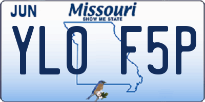 MO license plate YL0F5P