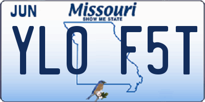 MO license plate YL0F5T