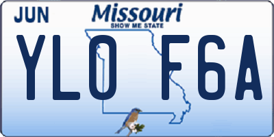 MO license plate YL0F6A