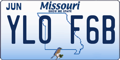 MO license plate YL0F6B