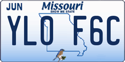 MO license plate YL0F6C