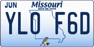 MO license plate YL0F6D