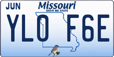 MO license plate YL0F6E
