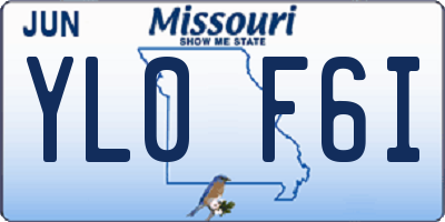 MO license plate YL0F6I